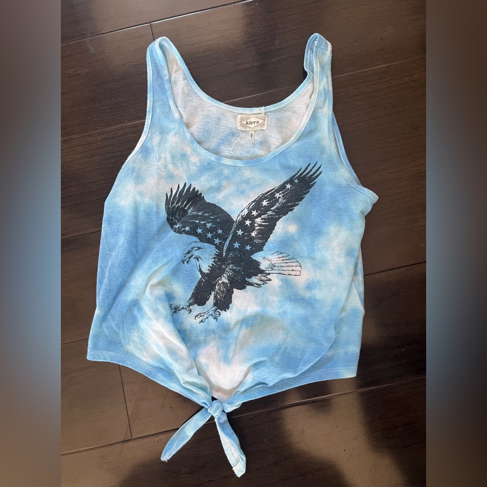 Tye-Dyed Bald Eagle Crop Top